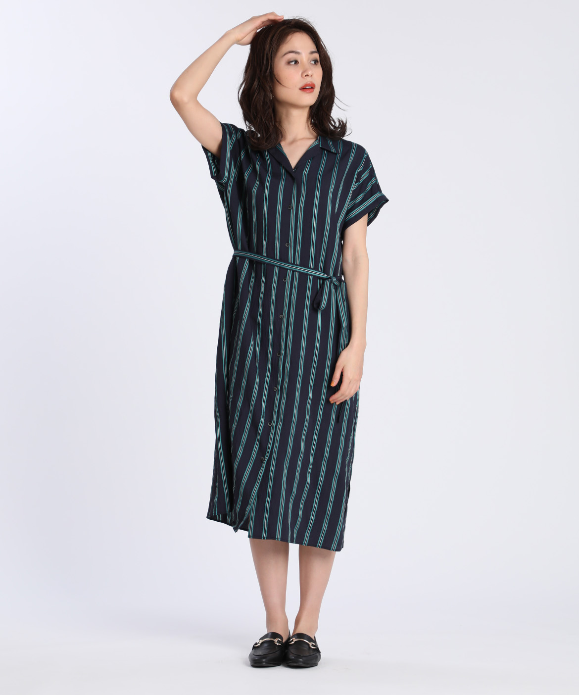 マルチストライプシャツワンピース Clear Impression フランドル Flandre オンライン