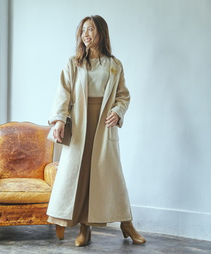 冨張愛コラボ》リバーシブルノーカラーロングコート|LE SOUK HOLIDAY