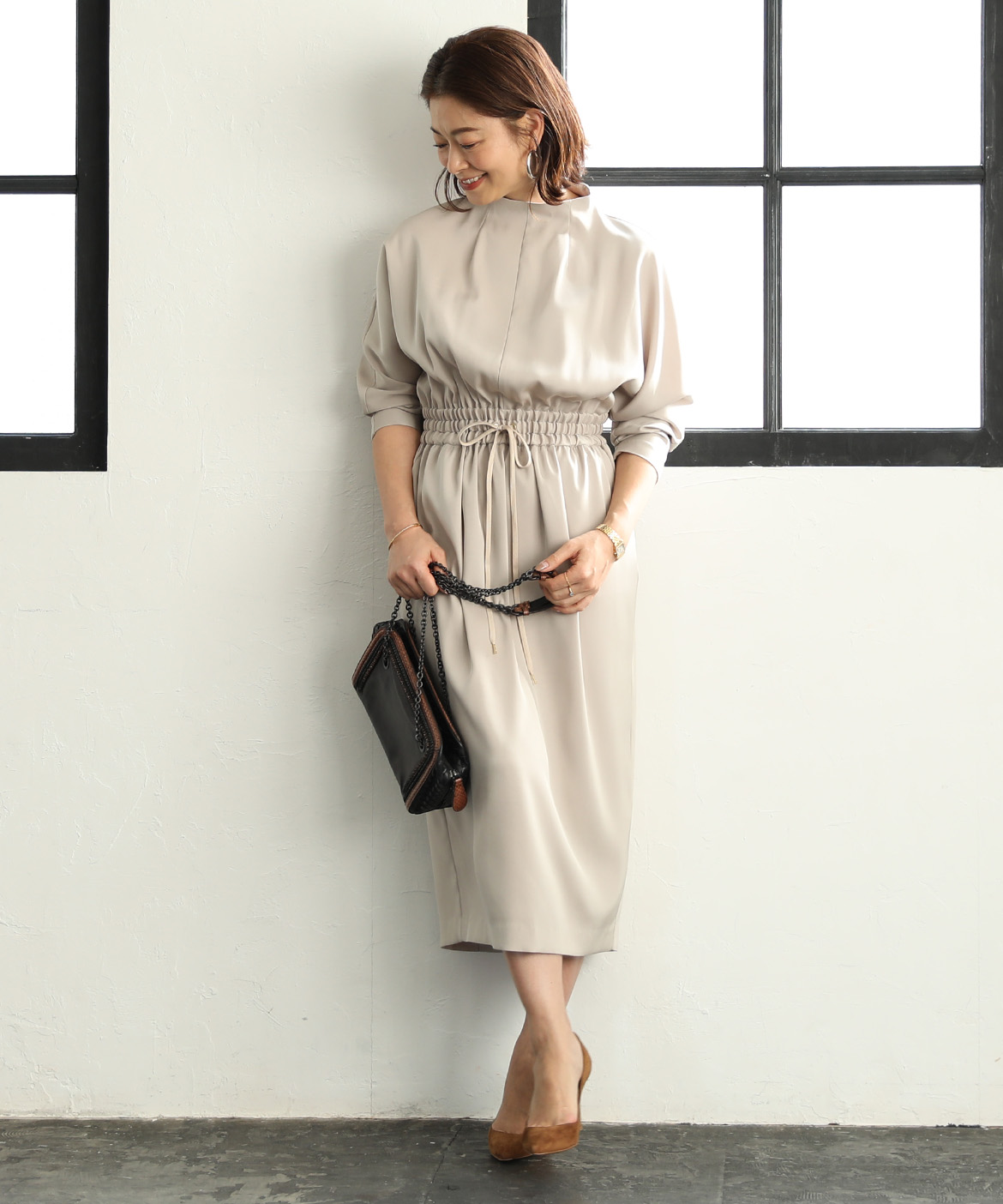 Ined30th エディター三尋木奈保 メリハリフォルムワンピース Ined イネド フランドル Flandre オンライン