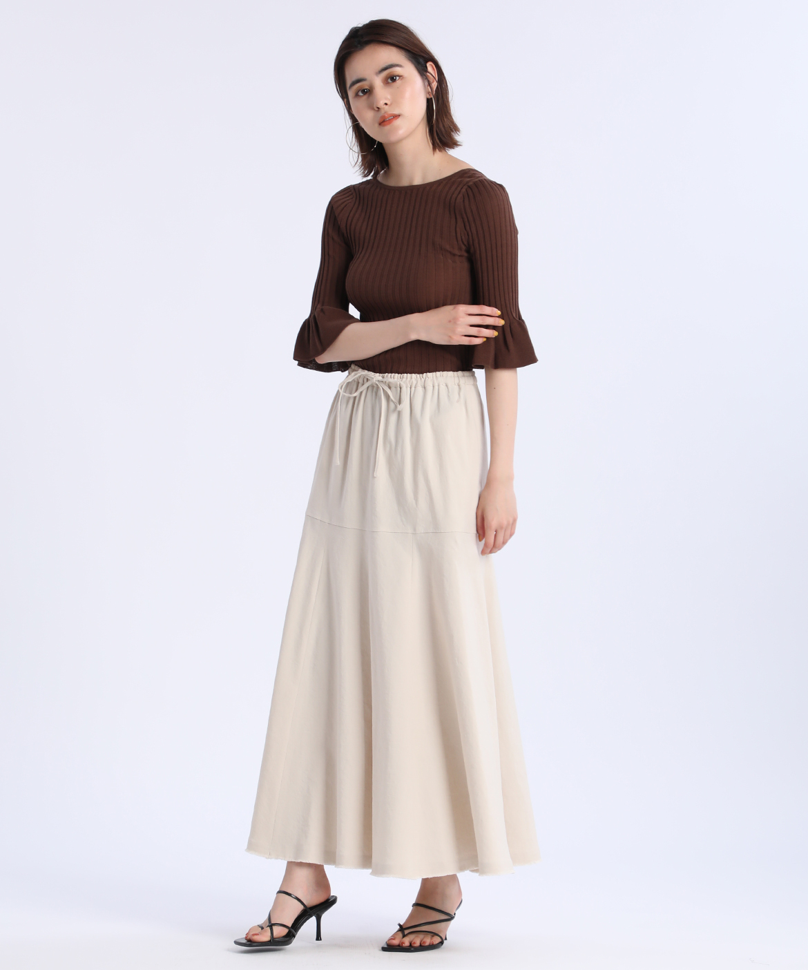 Ined30th スタイリスト 辻直子コラボ シンプル華やかフレアスリーブニット Ined イネド フランドル Flandre オンライン