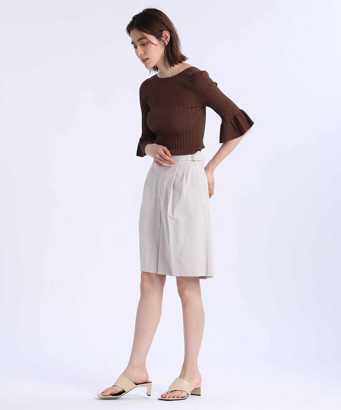 Ined30th スタイリスト 辻直子コラボ シンプル華やかフレアスリーブニット Ined イネド フランドル Flandre オンライン