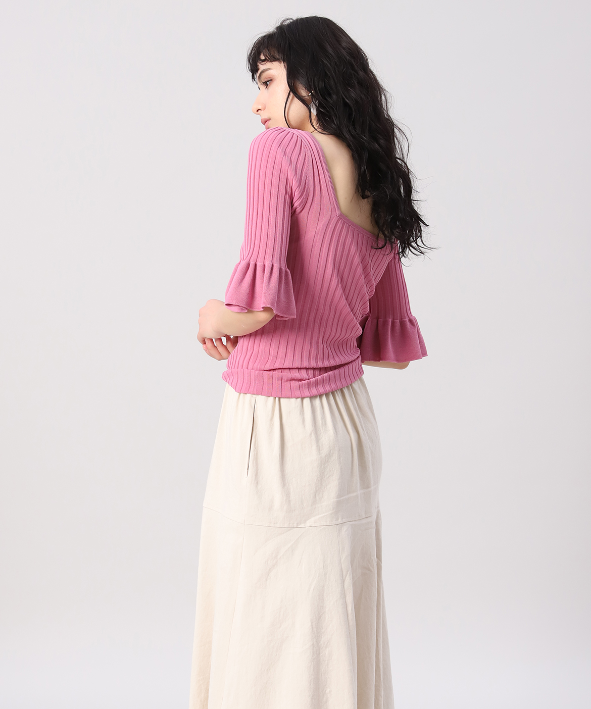 Ined30th スタイリスト 辻直子コラボ シンプル華やかフレアスリーブニット Ined イネド フランドル Flandre オンライン