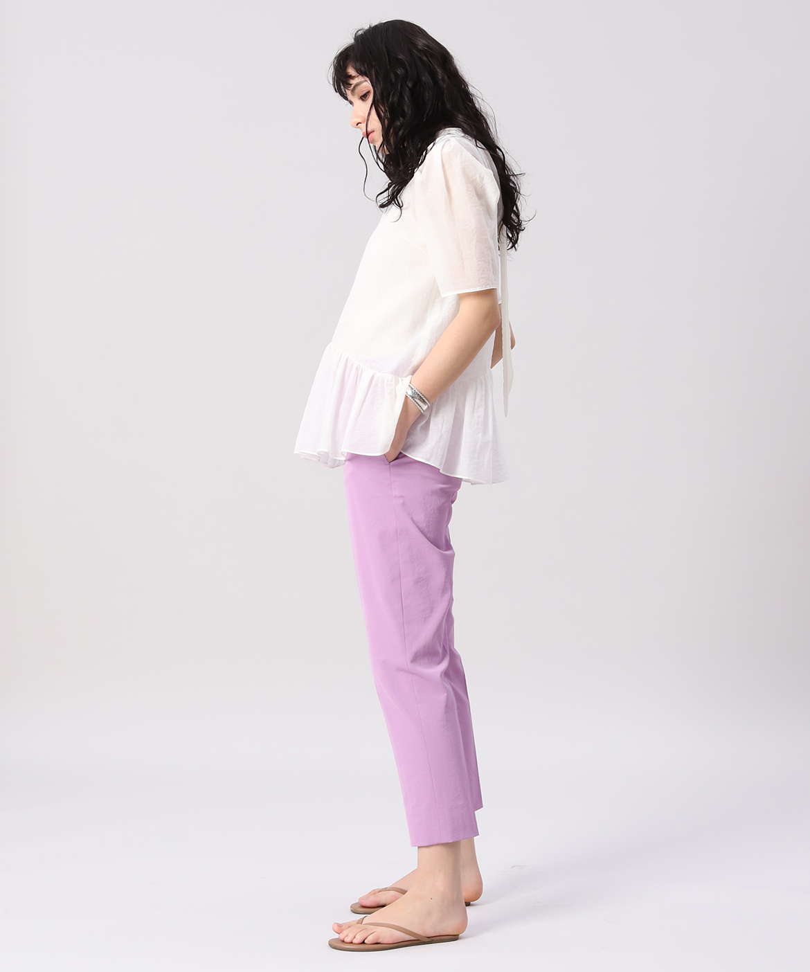 Ined30th スタイリスト 辻直子コラボ 透け感ニュアンスブラウス Ined イネド フランドル Flandre オンライン