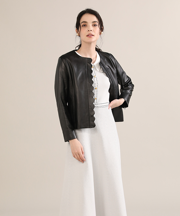 試着のみ♡ルネ♡エコレザー フリルジャケット まっ 