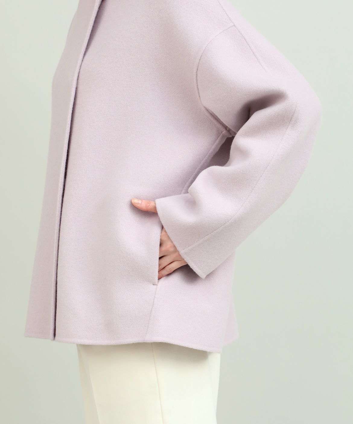 fabulous closet♡レッド ノーカラー 7分袖 コート 毛100％レッドサイズ