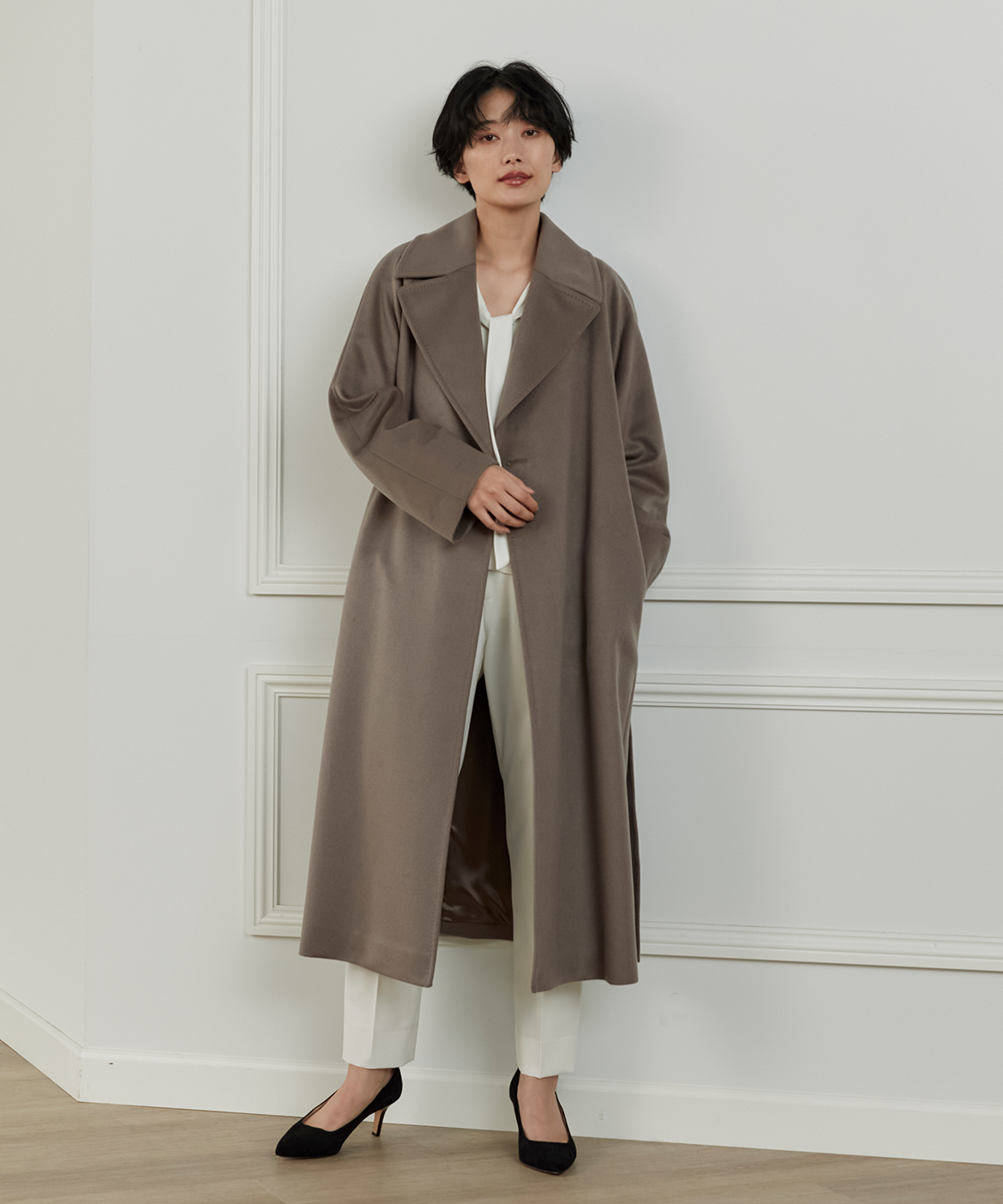 【イネド】INED コート　カシミヤ100% シンプル　日本製　SLucyのお洋服