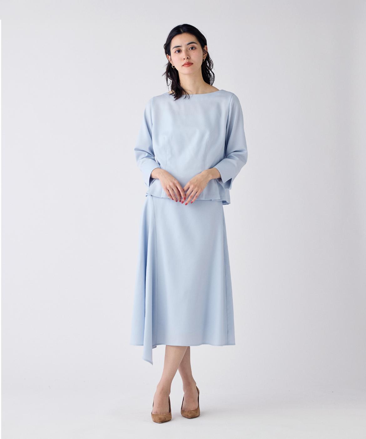 大きいサイズ》ハイカウントフラノ アシンメトリーフレアスカート