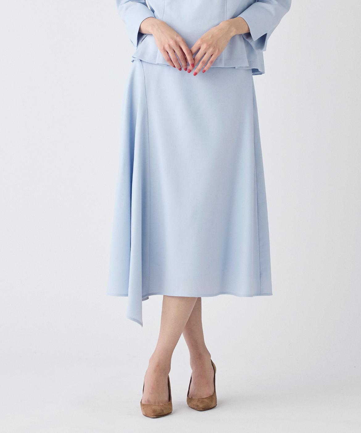 大きいサイズ》ハイカウントフラノ アシンメトリーフレアスカート