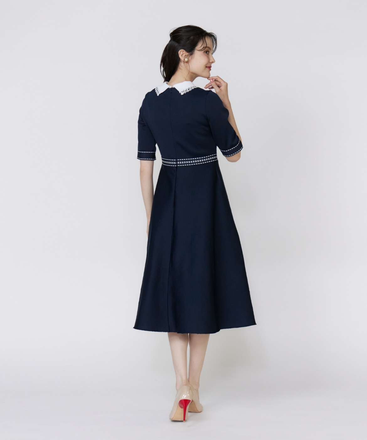M Maglie le cassetto ポロ衿ニットワンピース M Maglie le cassetto》ドッキングニットワンピース｜M Maglie