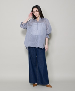 +J シルクギャザーブラウス　ブルー UNIQLO - +J シルクギャザーブラウス ブルーの通販 by Nen's shop