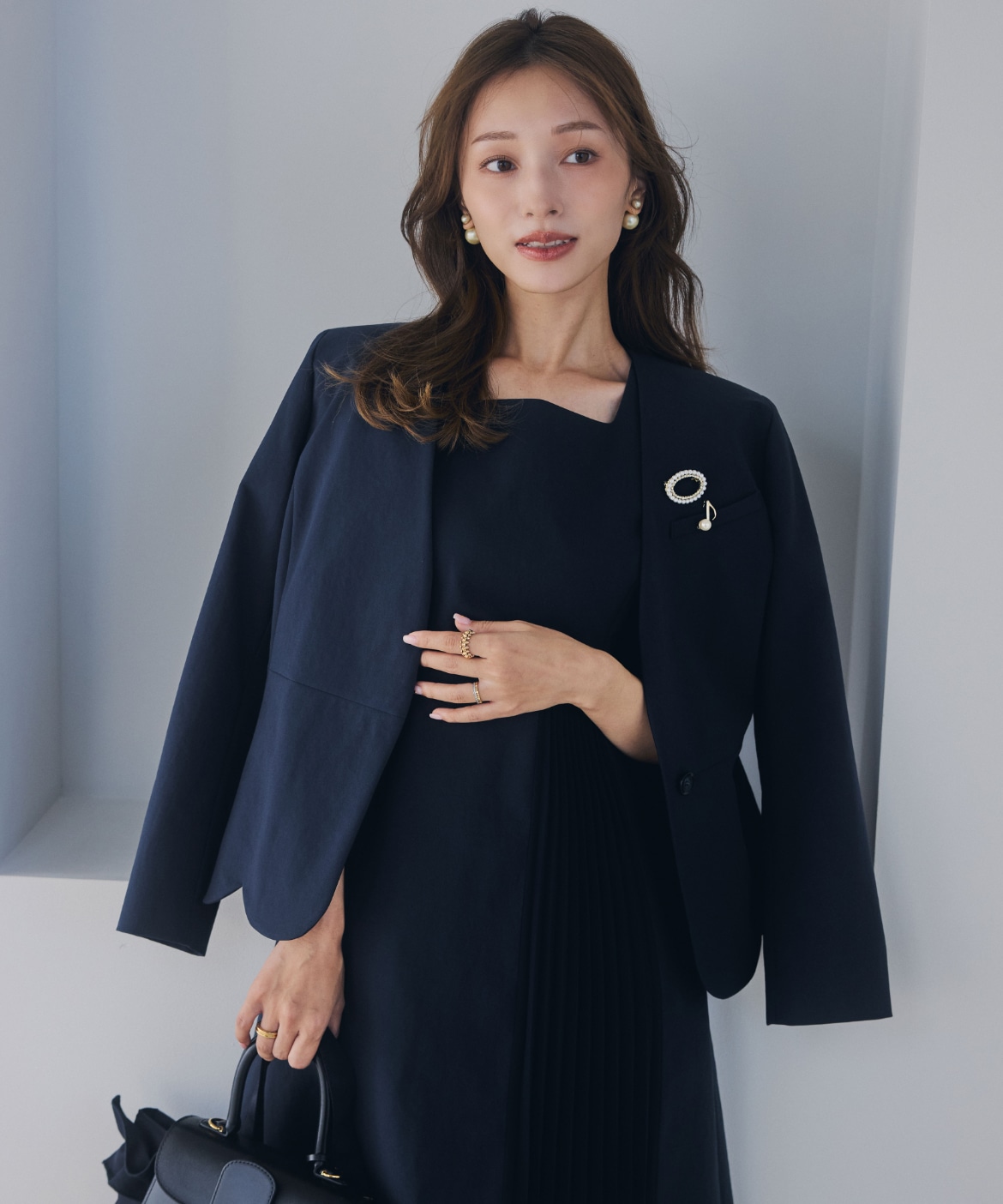 Riho　1113 プラスサイズ》ハンサムスカラップジャケット《M Maglie le cassetto