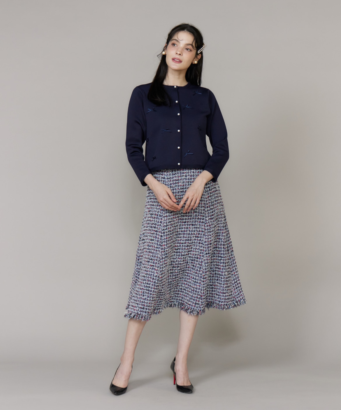 先行予約】《M Maglie le cassetto》デニムファンシーツイードスカート