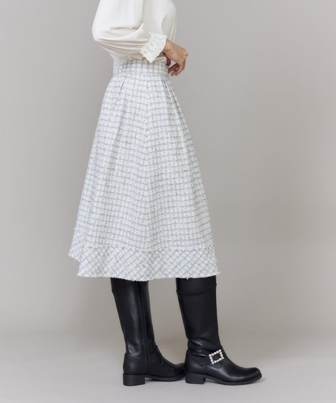 プラスサイズ》艶めきツイードスカート《M Maglie le cassetto