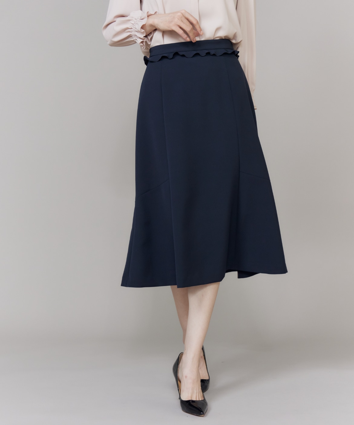 プラスサイズ》フリルフレアスカート《M Maglie le cassetto》｜Maglie