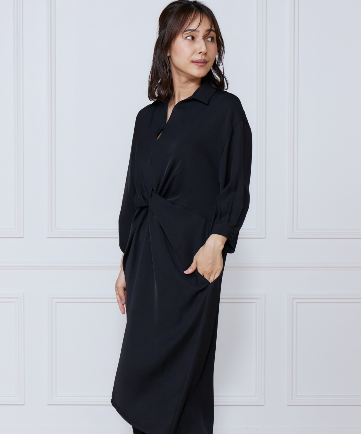 GLENN MARTENS  サテンワンピース サテンツイストワンピース｜ef-de Black（エフデ ブラック