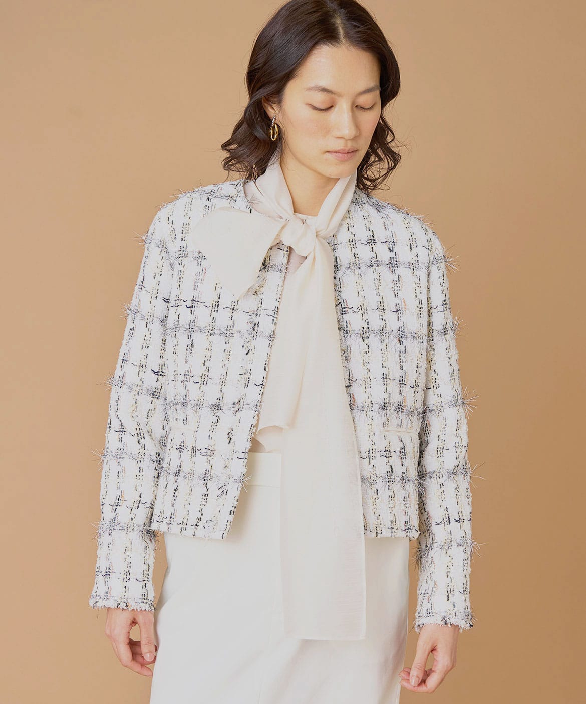 ノーカラーツイードジャケット《LINTON》｜INED（イネド）｜フランドル