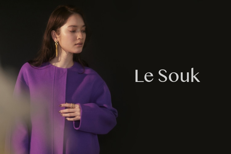 LE SOUK 紫コート　レディース スタンドカラーロングコート LE SOUK HOLIDAY｜クロスプラス公式